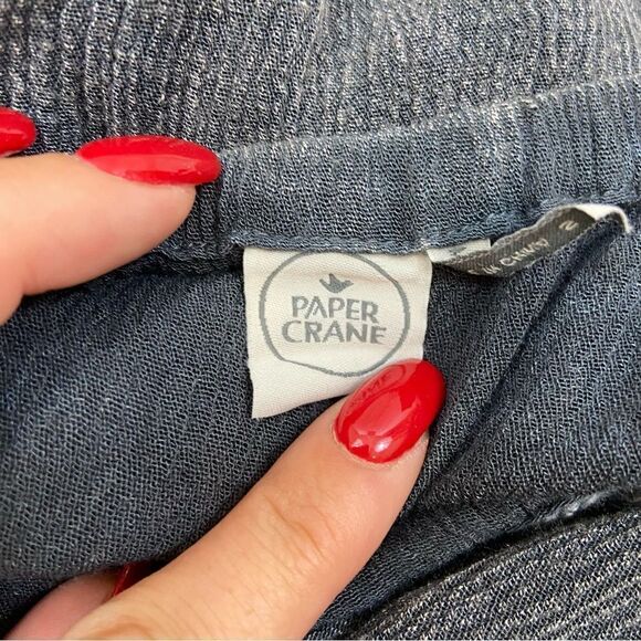 Paper Crane Black Grey Mineral Wash Boho Peasant Blouse Size Small - Picture 7 of 11